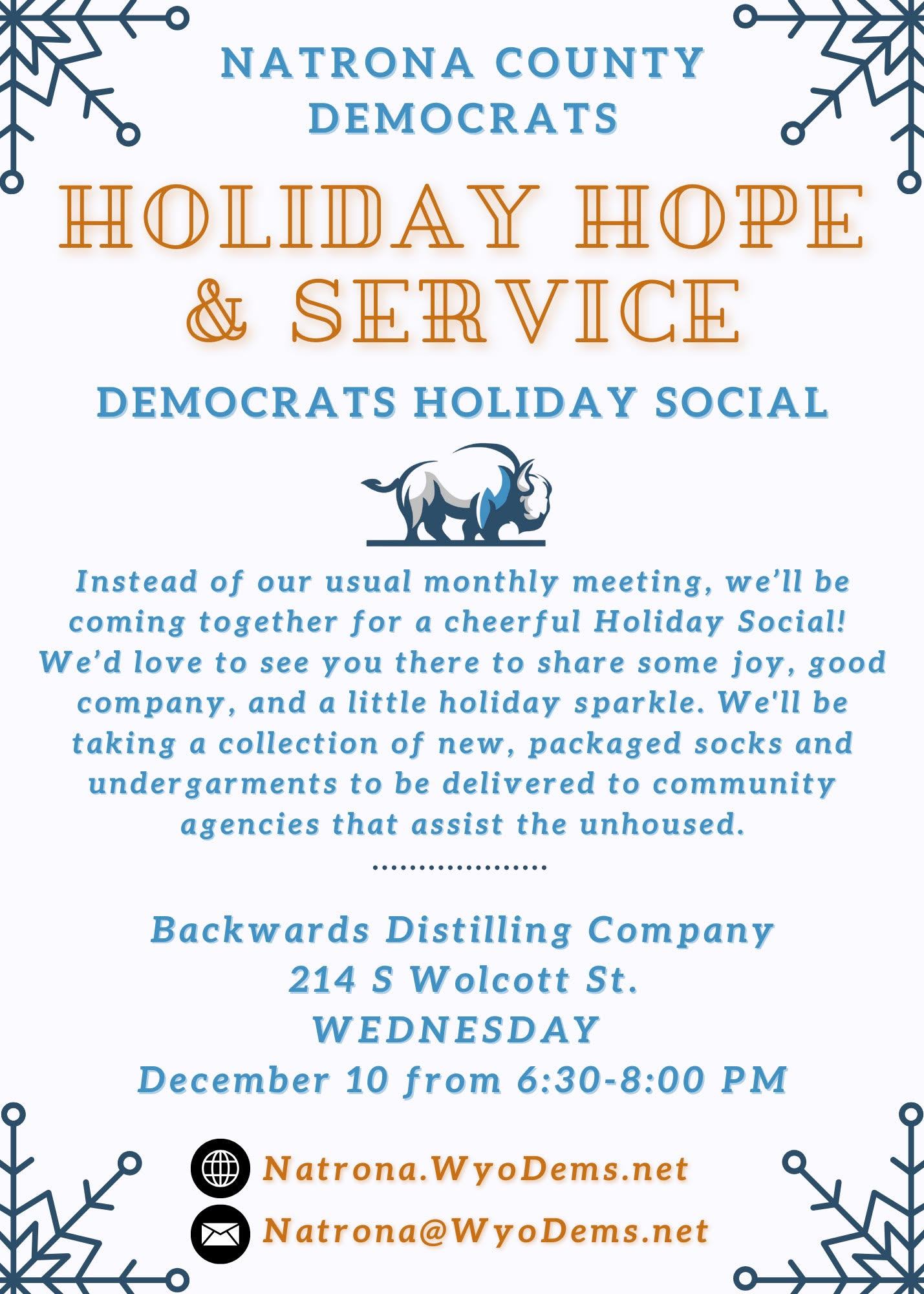 December Meeting Announcement – Democrats Holiday Social