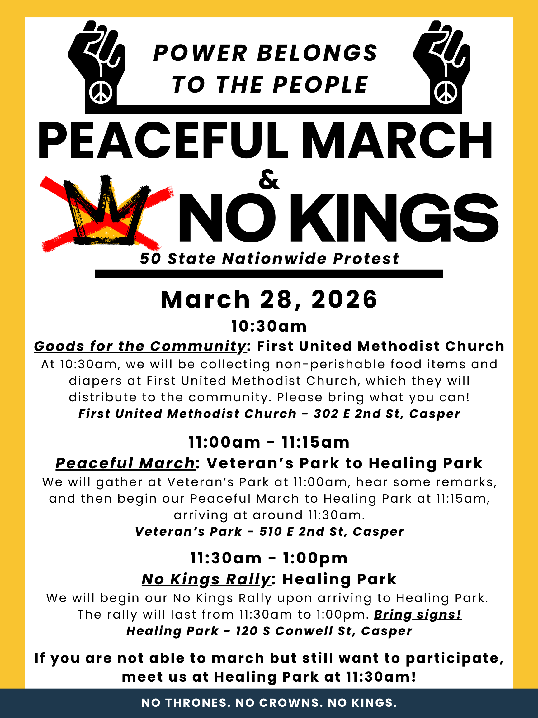 No Kings III – Peaceful March & Rally – March 28, 2026